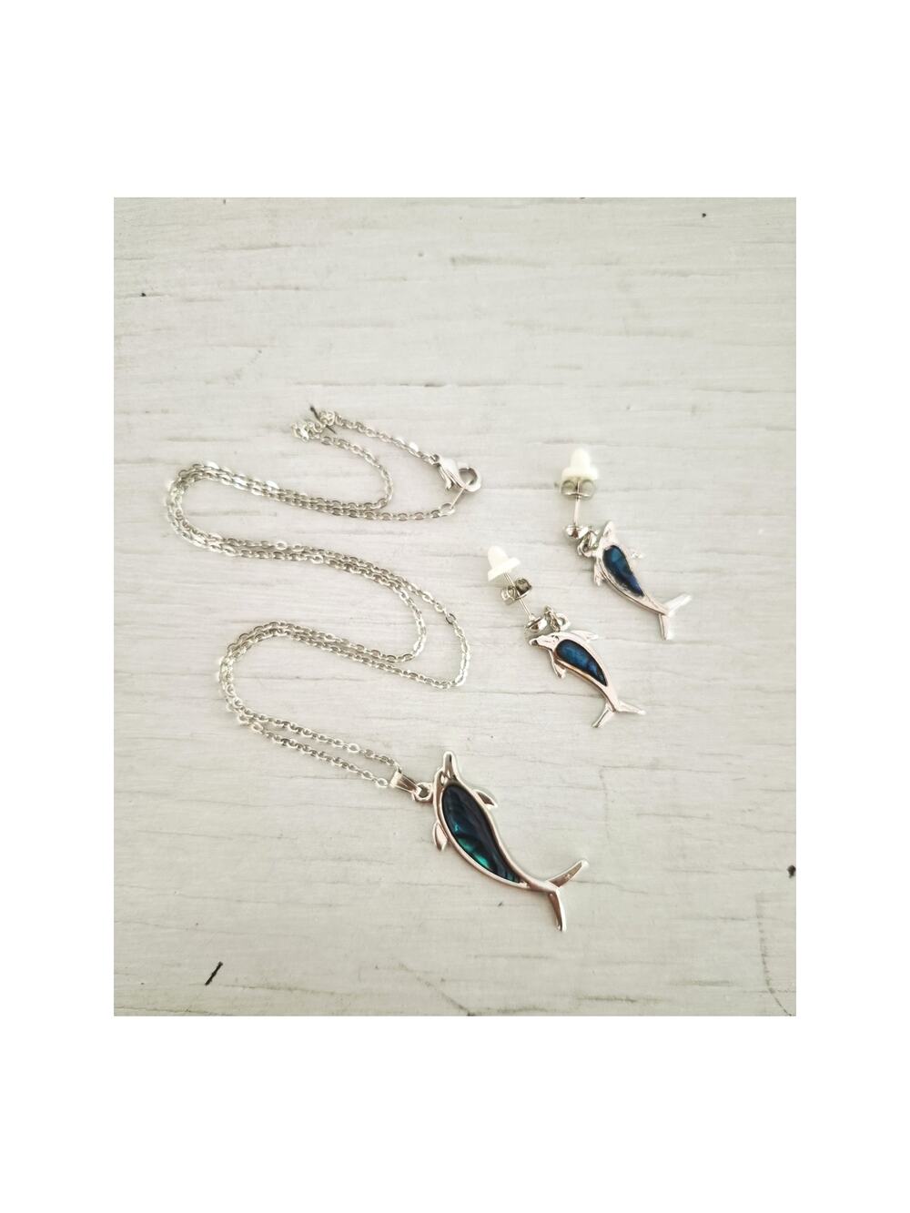 Vintage Dolphin Necklace and Earring Set